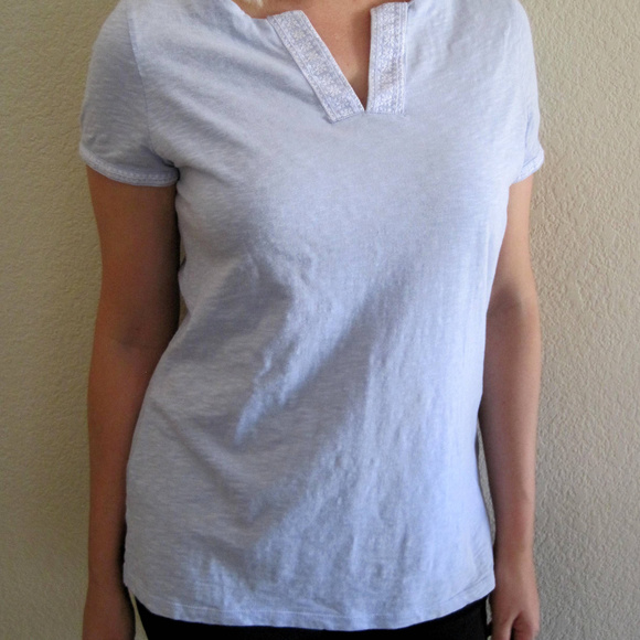 TALBOTS LIGHT BLUE 100% COTTON LINEN TOP MEDIUM - Picture 6 of 6